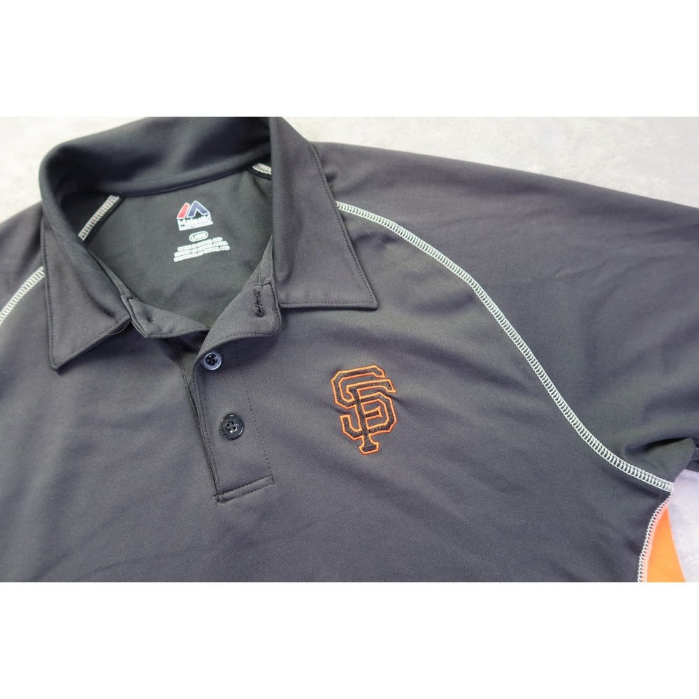 San Francisco Giants‎ MLB Baseball Black Majestic Polo Shirt Sz L